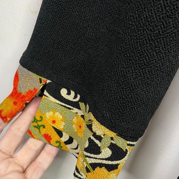 Vintage Y2K Soft Surroundings Black Crepe Knit Kimono Asian Flowy Artsy Jacket L - Picture 7 of 13